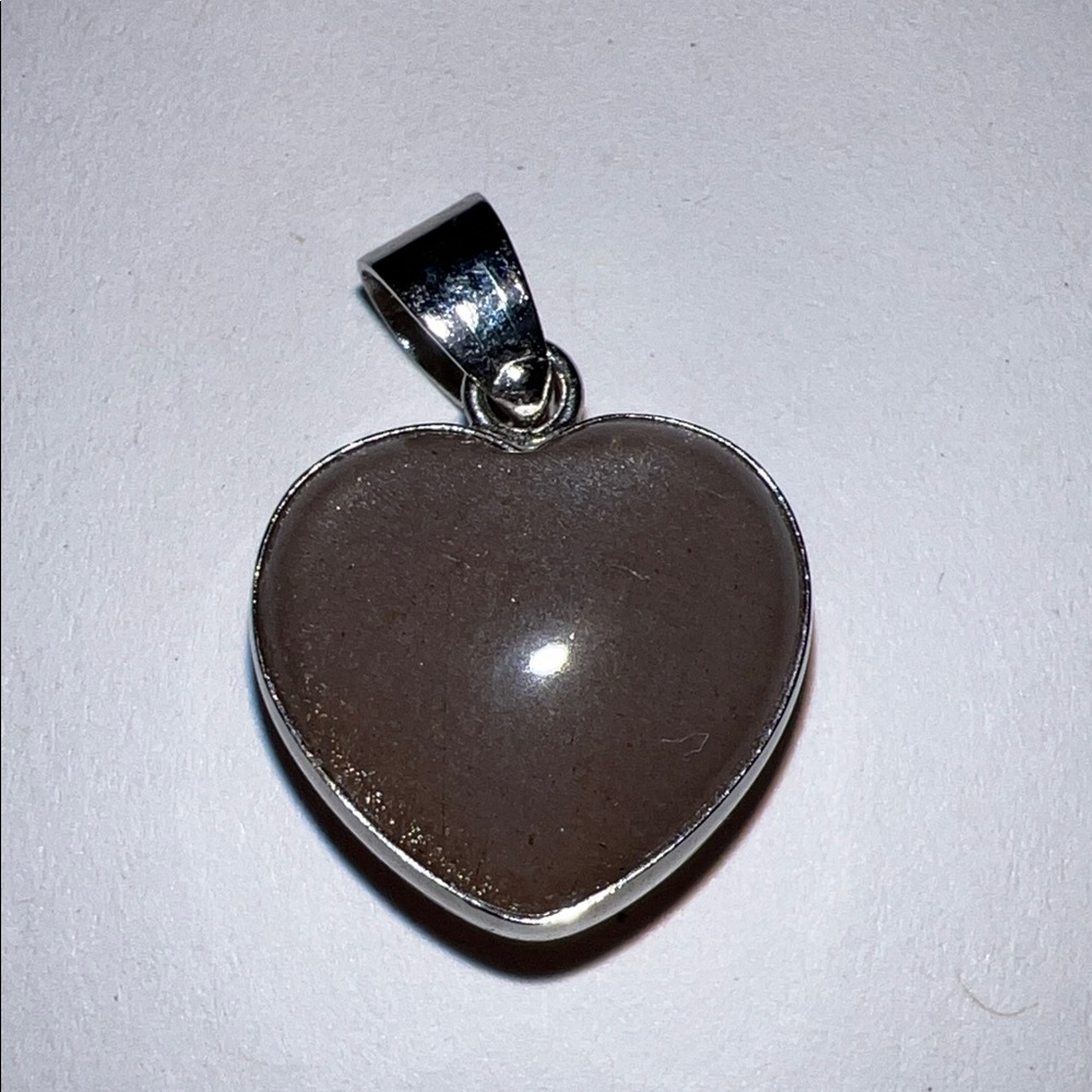 Darker Sunstone or Peach Moonstone Heart pendant